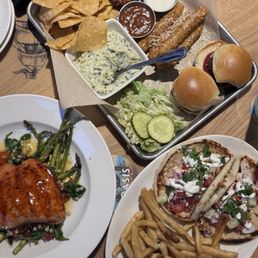 Enlightened Cherry Chipotle Glazed Salmon* Brewhouse Bites Sampler Enlightened Mediterranean Chicken Pita Tacos