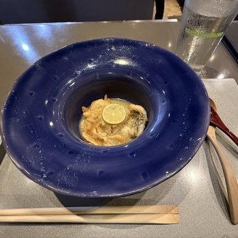 Nanzan GiroGiro - Main: hamo eel, sesame tofu fried tofu, wasabi, shiso. - Japanese Near Me - Honolulu, Hawaii