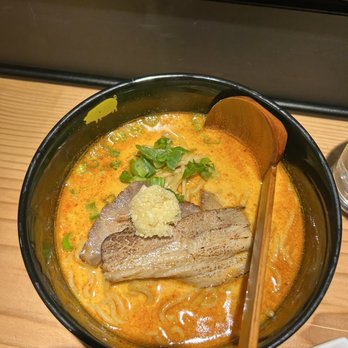 Kinton Ramen - a bowl of ramen with meat and vegetables - Ramen Near Me - North Vancouver, British Columbia