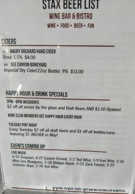 Menu photo 8 STAX Wine Bar & Bistro Morro Bay, CA Menu photo 8 STAX Wine Bar & Bistro Morro Bay, CA