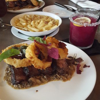 Salt New American Table - Dragonfruit margarita, mac&cheese, half NY strip ..deliciousness! - New American Near Me - McAllen, Texas