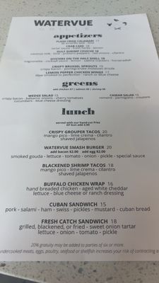 Menu photo 1 Watervue Grille Tampa, FL Menu photo 1 Watervue Grille Tampa, FL