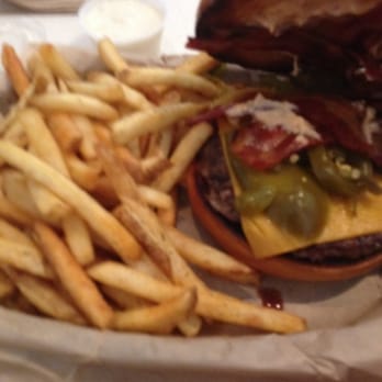 La Tour Cafe - Jalapeño bacon cheeseburger with fries. I hope it's as delicious as I've been told it is! :) - Cafes Near Me - Honolulu, Hawaii