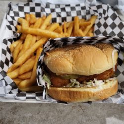 Battered Fish & Chips - Fish Sandwich with Fries
