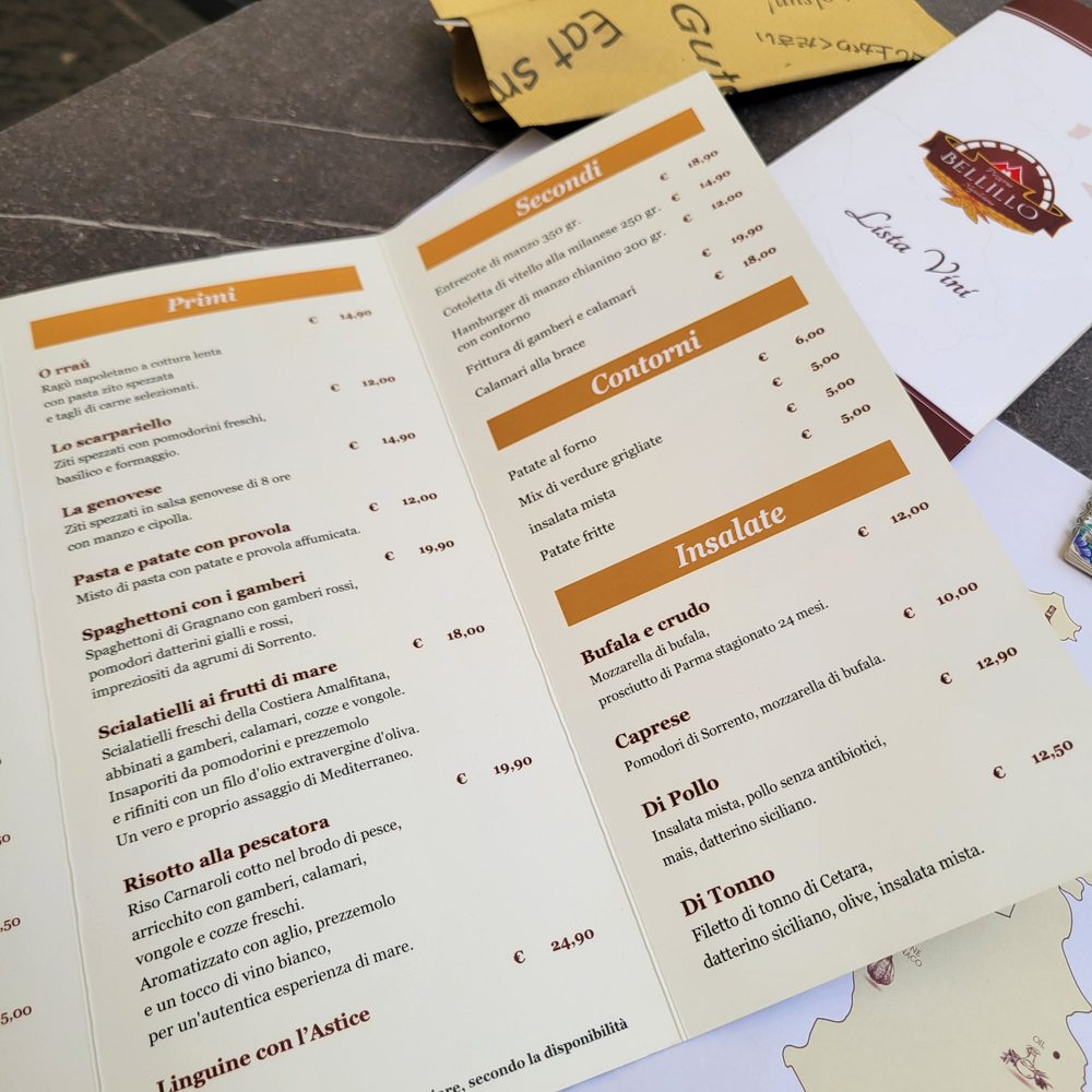 Bellillo - Menu - Pizza Near Me - Naples, NA