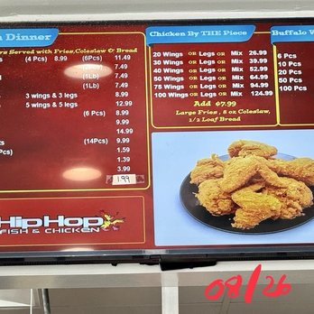 Hip Hop - One of four wall menus at Hip Hop Fish & Chicken (Aug 2026) - Fast Food Near Me - Columbia, Maryland