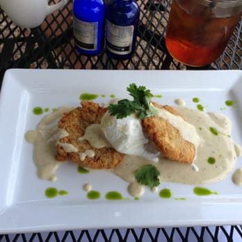 Hillside Farmacy - Milanesa (Chicken Fried Steak, Poached Egg, Jalapeño Bechamel) - New American Near Me - Austin, Texas
