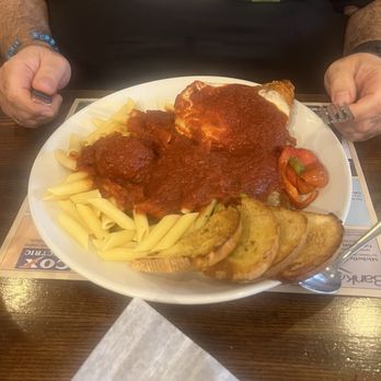 Governor Francis Inn - Chicken parm with side of meatball and sausage - Italian Near Me - Wrwk, Rhode Island Governor Francis Inn - Chicken parm with side of meatball and sausage - Italian Near Me - Wrwk, Rhode Island