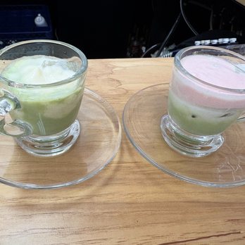 The Breeze Cafe - Banana Matcha and Strawberry Matcha  sample - Breakfast & Brunch Near Me - Newark, California