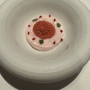 Acquerello - Rhubarb sorbet with lemongrass foam - Italian Near Me - San Francisco, California Acquerello - Rhubarb sorbet with lemongrass foam - Italian Near Me - San Francisco, California