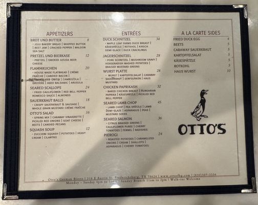 Menu photo 1 Otto's Fredericksburg, TX