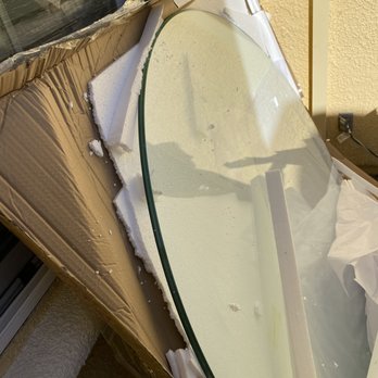 Glass Tops Direct - Paper thin cardboard box and styrofoam meant to protect this glass top - Glass & Mirrors Near Me - Inwood, New York