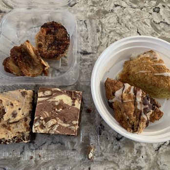 Bent Tin Baked Goods - Raspberry butter tarts, peanut butter brownie, Bent tin squares, scones - lemon poppyseed and chocolate cherry. - Bakeries Near Me - Thamesville, Ontario