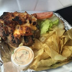 Villa Sena - Today's to-go lunch... Cheddar BLT Burger w/ Tarragon Russian Dressing and chips!