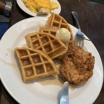 1885 Grill - Chicken and Waffles with a side of scrambled eggs with cheese - Seafood Near Me - Acworth, Georgia 1885 Grill - Chicken and Waffles with a side of scrambled eggs with cheese - Seafood Near Me - Acworth, Georgia