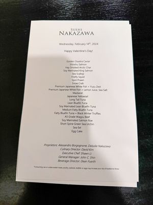 Menu photo 6 Sushi Nakazawa New York, NY