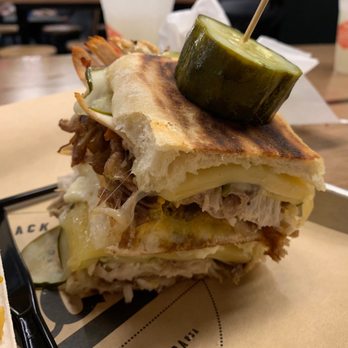 Lardo - Turkey Cubano - House Smoked Turkey Breast, Mojo Braised Leg, Pickles, Yellow Mustard, Swiss Cheese, and Mayo - Sandwiches Near Me - Las Vegas, Nevada