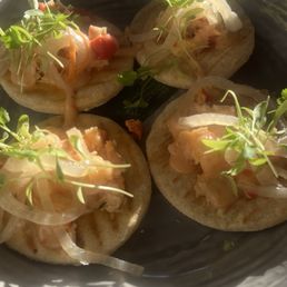 Escovitch Lobster Tacos; mixture of spicy/ sweet...if you're not a fan of spice I don't recommend! Escovitch Lobster Tacos; mixture of spicy/ sweet...if you're not a fan of spice I don't recommend!
