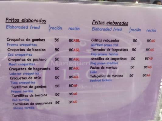 Menu photo 1 Marisquería La Colita Nuevo Portil, H