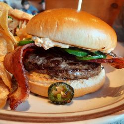 Barrel Mountain Pizza & Pints - Close-up of Prairie Burger