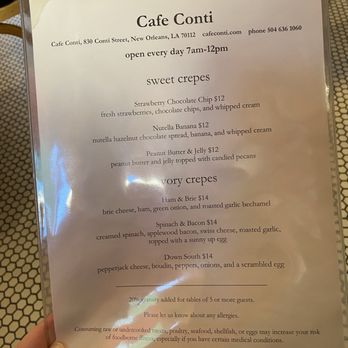 Cafe Conti - Menu - Breakfast & Brunch Near Me - New Orleans, Louisiana Cafe Conti - Menu - Breakfast & Brunch Near Me - New Orleans, Louisiana