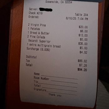 The Rooftop Bar - The modified bill with a brand-new surcharge added. - Beer Bar Near Me - Oceanside, California The Rooftop Bar - The modified bill with a brand-new surcharge added. - Beer Bar Near Me - Oceanside, California