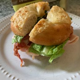Chipotle Turkey Club Sandwich on an Asiago bagel