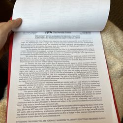The Nevada Center of Alternative & Anti-Aging Medicine - Introductory paperwork signing away the right to sue for malpractice as they no longer have medical malpractice liability insurance.