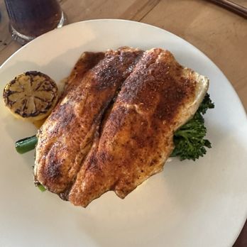 Ocean & Acre - Blackened Rainbow trout with broccolini and mashed potatoes - Seafood Near Me - Alpharetta, Georgia Ocean & Acre - Blackened Rainbow trout with broccolini and mashed potatoes - Seafood Near Me - Alpharetta, Georgia