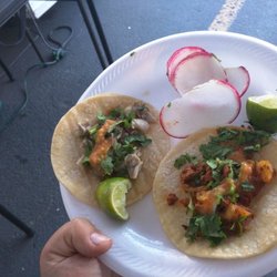 Tacos el Don - 4", double tortilla tacos. Adobada is faboo! (Marinated pork with chopped pineapple)
