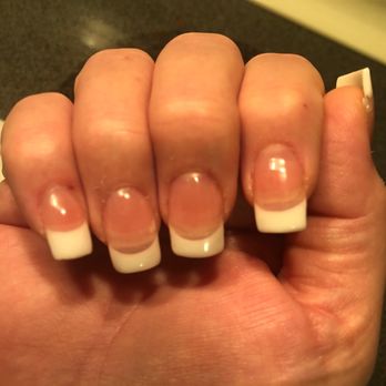 Star Nails - White tips are horrible and uneven. Tip line shouldn't be noticeable. Air pocket under ring finger. - Nail Salons Near Me - Middletown, New York
