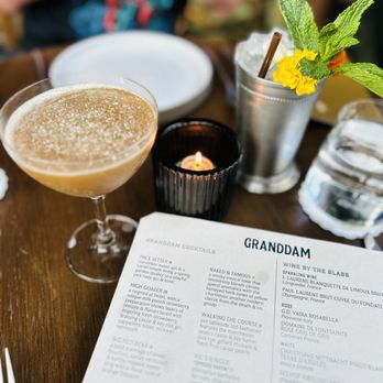 Granddam - a drink and menu on a table - Desserts Near Me - Lexington, Kentucky