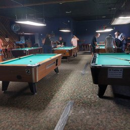a group of people playing pool