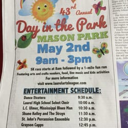William Mason Park - Day in the Park schedule for 2015.