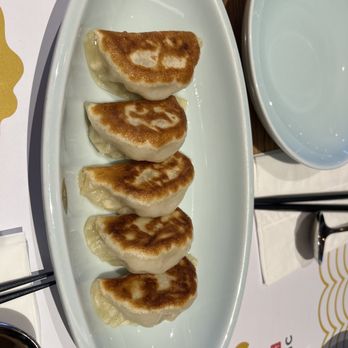 JA Jiaozi - 16) Pan-Fried Kurobuta Pork & Celery Jiaozi(5pcs) $10 - Dim Sum Near Me - Irvine, California