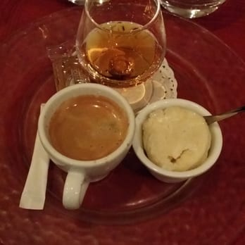 Le Hide - Dessert. A pear sorbet, espresso w/biscuit and an armagnac. - French Near Me - Paris, 75