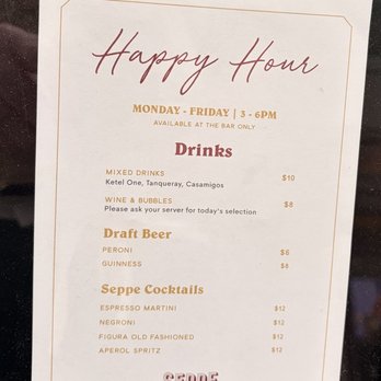 Seppe Pizza Bar - Happy Hour Menu - Wine Bars Near Me - New York, New York Seppe Pizza Bar - Happy Hour Menu - Wine Bars Near Me - New York, New York
