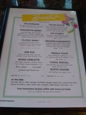Menu photo 1 Zolas Ottawa, ON