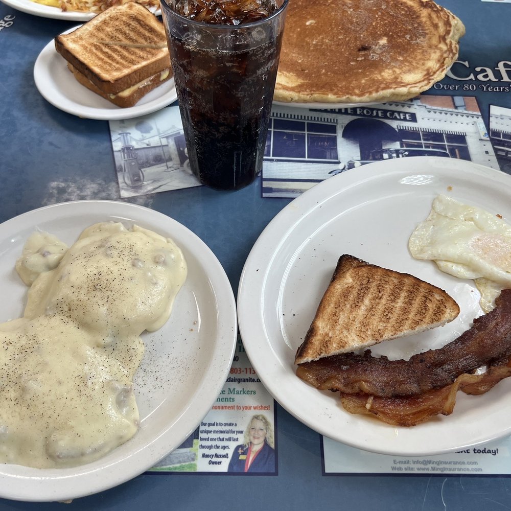 White Rose Cafe - Senior plate (r) and single sausage gravy biscuits from the regular menu - Breakfast & Brunch Near Me - Union, Missouri White Rose Cafe - Senior plate (r) and single sausage gravy biscuits from the regular menu - Breakfast & Brunch Near Me - Union, Missouri