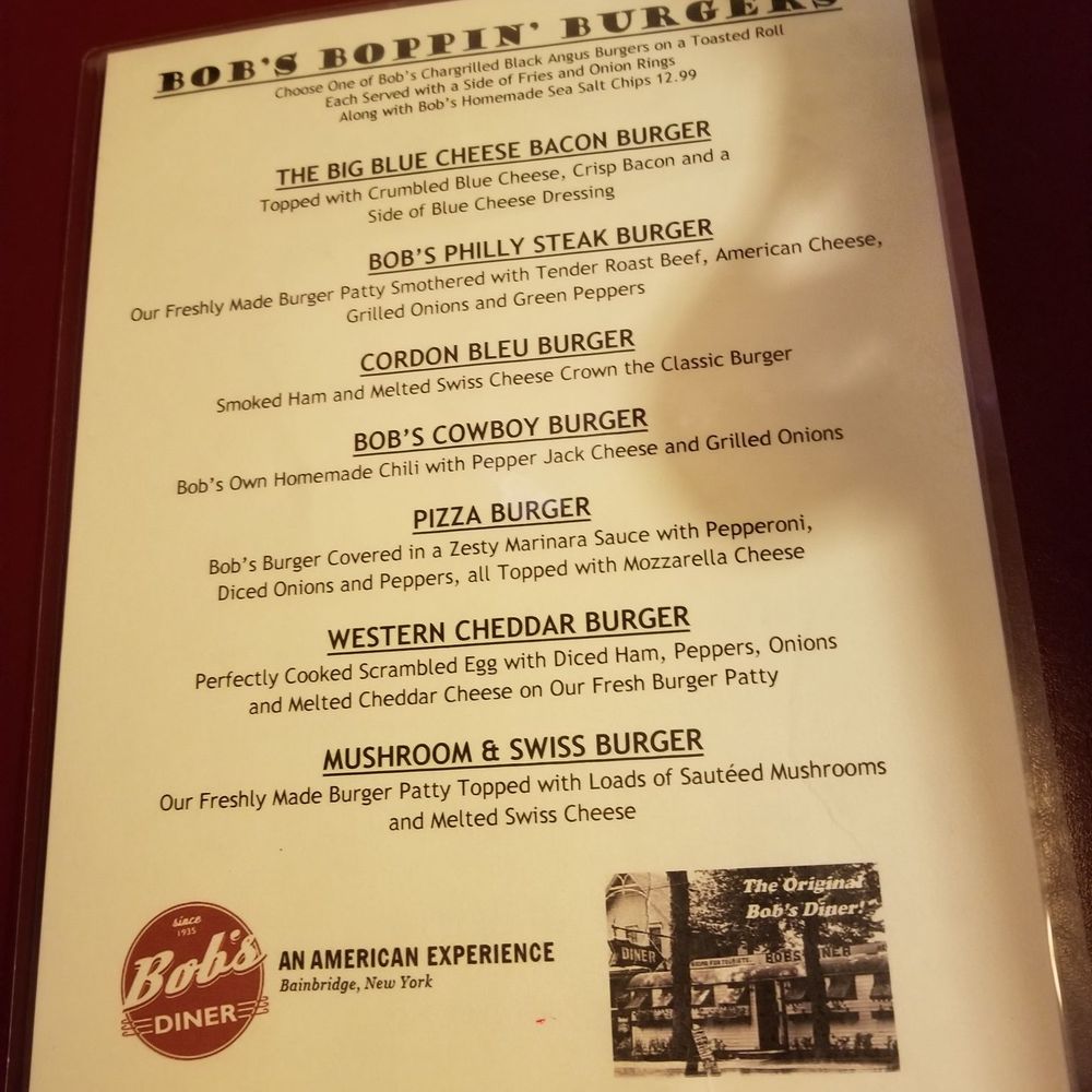 Bob's Diner - menu - Diners Near Me - Bainbridge, New York Bob's Diner - menu - Diners Near Me - Bainbridge, New York