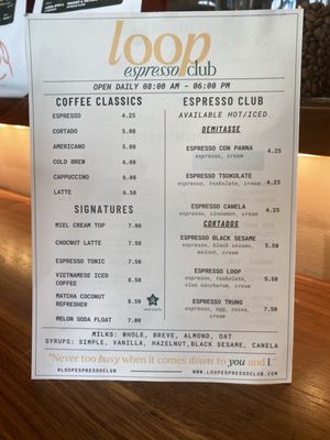 Menu photo 3 Loop Espresso Club Los Angeles, CA
