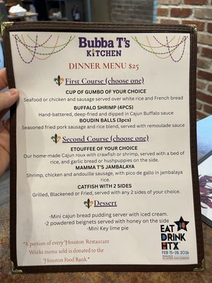 Menu photo 2 Bubba Ts' Kitchen Conroe, TX