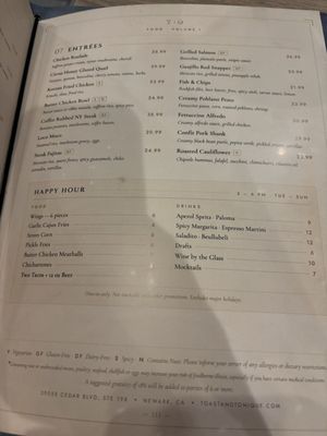 Menu photo 1 Toast & Tonique Newark, CA