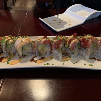 Akira Bistro - Pink lady without crunchies - my favorite! Think tempura roll + rainbow roll + a little spice. Yum. - Sushi Bars Near Me - Danville, California Akira Bistro - Pink lady without crunchies - my favorite! Think tempura roll + rainbow roll + a little spice. Yum. - Sushi Bars Near Me - Danville, California