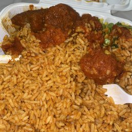 $20 for Jollof Rice with Goat Meat. Only 4 pieces of goat :( $20 for Jollof Rice with Goat Meat. Only 4 pieces of goat :(