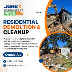 Junk & Demolition Pros - From mess to masterpiece 
JunkProsWA handles residential and demolition cleanups with care, speed, and precision.
