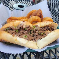 Moyers Lakeside Eatery - Cheesesteak and onion rings!
