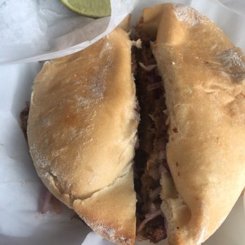 L'Arte Bianco Bakery - Pan con asado! Trujillo style with onion sauce - Bakeries Near Me - Miami, Florida
