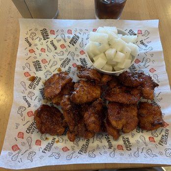 Bonchon Costa Mesa - Soy Garlic Korean Fried Chicken Strips with pickled radish - Chicken Wings Near Me - Costa Mesa, California Bonchon Costa Mesa - Soy Garlic Korean Fried Chicken Strips with pickled radish - Chicken Wings Near Me - Costa Mesa, California