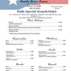 Una Jaltera - Current menu